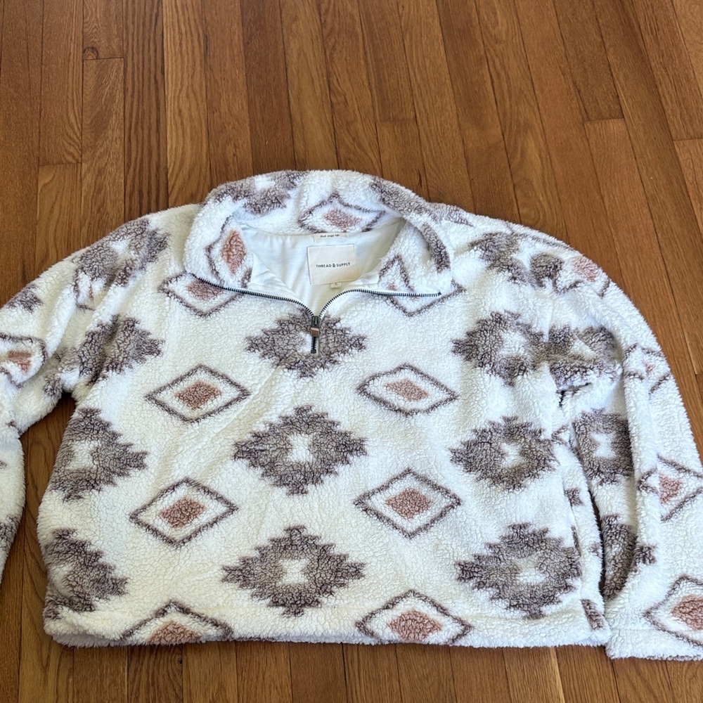 Thread & Supply Cream and Brown Teddy Jacket
